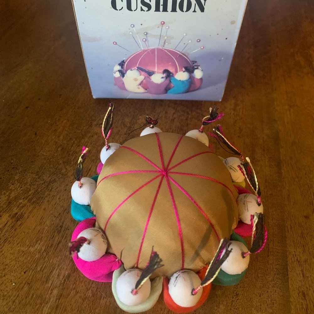 Vintage Silk Asian Chinese TEN Men~Children~Dolls Pin Cushion🪡
